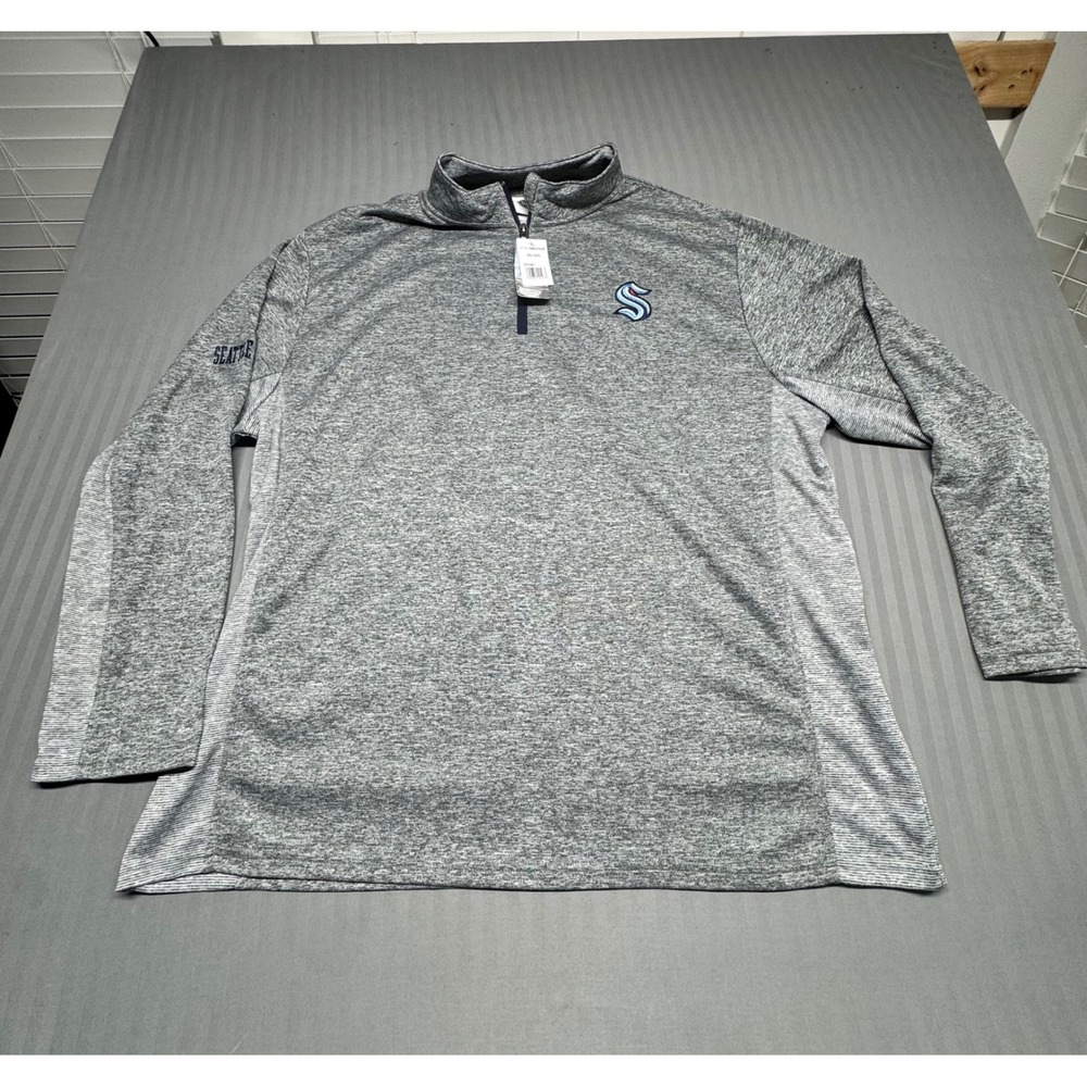 NHL Seattle Kraken Mens 2XL Quarter Zip Pullover Gray Heathered HMIG10C05 NEW